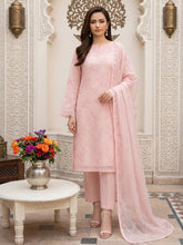 HEATHER PEACH Chiffon Embroidered 3Pc Suit (Unstitched)
