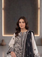 PARCHMENT WITH BLACK Premium Classic Lawn 3pc Suit with Luxury Voile Dupatta (Unstitched)