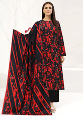 BLACK & WINE RED 3pc Premium Doria linen suit with linen dupatta (Unstitched)