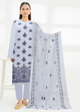 SMOKEY GREY & BLUE Chiffon Embroidered 3Pc Suit (Unstitched)