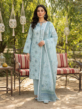 CORAL BLUE Digital Printed 3Pc suit with Luxury Voile Dupatta(Unstitched)