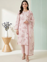 PINK LACE WITH MULTI Digital Printed Premium Lawn with Light weight Voile Dupatta 3pc Suit (Unstitched)