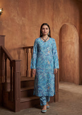 FEROZI ROYAL BLUE WITH MULTI PRINT Premium Doria Lawn 2pc (Unstitched)