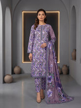 ULTRA VIOLET WITH MULTI PRINTED LAWN SUIT WITH VOILE DUPATTA 3Pc (Unstitched)