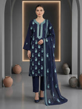 MIDNIGHT BLUE LAWN Embroidered with Sitara work 3Pc Suit (Unstitched)