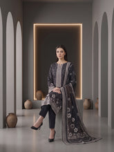 BLACK & CREAM Premium Classic Lawn 3pc Suit with Luxury Voile Dupatta (Unstitched)