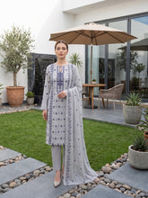 SMOKEY GREY Chiffon Embroidered 3Pc Suit (Unstitched)