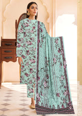 SAGE GREEN AND PURPLE 3pc Premium Doria linen suit with linen dupatta (Unstitched)