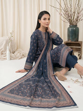 DUKE BLUE WITH BROWN Digital Printed 3Pc suit with Luxury Voile Dupatta(Unstitched)