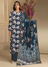 DEEP ZINC & TEA PINK 3pc Premium Doria linen suit with linen dupatta (Unstitched)