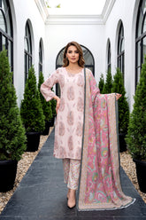 PINK WITH MULTI Premium Digital Lawn Suit with Digital Voile Dupatta 3pc Suit (Unstitched)