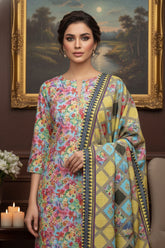 MULTI COMBO ,Khaddar Printed Suit with Khaddar Printed Dupatta 3pc Unstitched