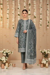 DARK SLATE GRAY 3Pc Premium Dhanak Printed Suits (Unstitched)