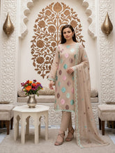 DESERT GRAY WITH MULTI Chiffon Embroidered 3Pc Suit (Unstitched)