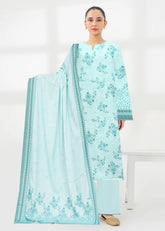 TIFFANY & TURKISH BLUE 3pc Premium Doria linen suit with linen dupatta (Unstitched)