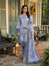 LAVENDER BLUE WITH MULTI PRINT Premium Classic Lawn Printed Suit with Light Weight Fancy Voile Dupatta 3pc (Unstitched)