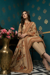 SAND BROWN BLACK BROWN & MAROON Printed Premium Lawn 3pc Suit (Unstitched)