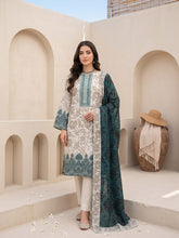 MINT CREAM & BOTTLE GREEN Premium Classic Lawn 3pc Suit with Light Weight Voile Dupatta (Unstitched)