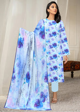SHADES OF BLUE 3pc Premium Doria linen suit with linen dupatta (Unstitched)
