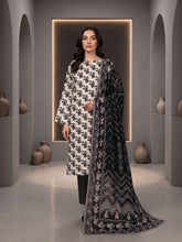 BEIGE & BLACK Premium Classic Lawn 3pc Suit with Luxury Voile Dupatta (Unstitched)