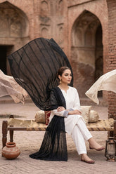 BLACK PREMIUM QUALITY LAWN CHICKAN SUPREME SHAWL