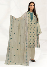 OLIVE GREEN AND BOTTLE GREEN Chiffon Embroidered 3Pc Suit (Unstitched)