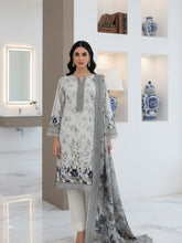 IVORY, BLACK & PEANUT BROWN Floral Digital Printed 3Pc suit with Luxury Voile Dupatta(Unstitched)