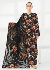 SHADES OF BROWN WITH BLACK BASE 3pc Premium Doria linen suit with linen dupatta (Unstitched)