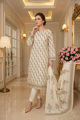 IVORY Supreme Lawn 3pc suit with Luxury Voile Dupatta