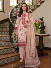 BLUSHING PEACH WITH MULTI PRINT Digital Printed 3Pc suit with Luxury Voile Dupatta(Unstitched)