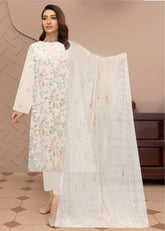 BEIGE Chiffon Embroidered with BEADS 3Pc Suit (Unstitched)