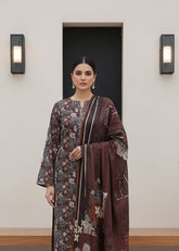 BROWN STONE WITH MULTI PRINT Printed Premium Lawn Full Suit 3pc Suit (Unstitched)