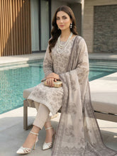 HARBOR GRAY PREMIUM QUALITY PRINTED SLUB LAWN SUIT WITH VOILE DUPATTA 3Pc (Unstitched)