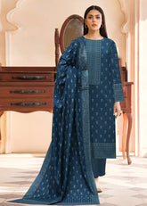 ZINC BLUE 3Pc Premium Dhanak Printed Suits (Unstitched)