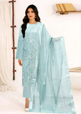 PASTEL TURQUOISE KHAADI WITH SEQUENCE & BEADS Embroidered 3Pc Suit (Unstitched)