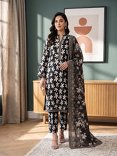 BLACK,LIGHT GRAY & BROWN DIGITAL PRINTED PREMIUM LAWN SUIT WITH FINE LAWN DUPATTA 3Pc (Unstitched)