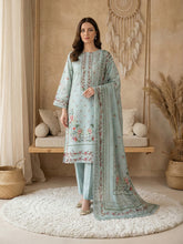 MINT GREEN WITH MULTI PRINT Premium Classic Lawn 3pc Suit with Light Weight Voile Dupatta (Unstitched)