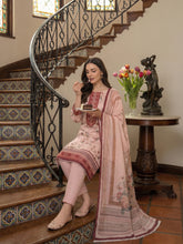 BLUSHING PEACH WITH MULTI PRINT Digital Printed 3Pc suit with Luxury Voile Dupatta(Unstitched)