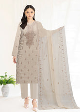 SKIN AND COPPER Chiffon Embroidered 3Pc Suit (Unstitched)
