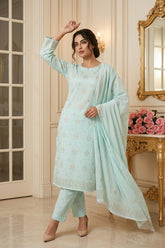 PASTEL MINT Supreme Lawn 3pc suit with Luxury Voile Dupatta