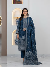 BLUE SAPPHIRE, WHITE & CURIOUS BLUE Motif Digital Printed 3Pc suit with Luxury Voile Dupatta(Unstitched)