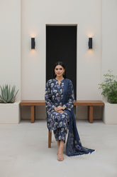 LAPIS BLUE WITH MULTI PRINT Printed Premium Lawn Full Suit 3pc Suit (Unstitched)