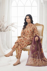 REBECCA PURPLE WITH MULTI PRINT Printed Full Suit with FANCY ZARI Dupatta 3pc (Unstitched)