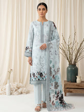 ICE BLUE WITH MULTI Digital Printed 3Pc suit with Luxury Voile Dupatta(Unstitched)