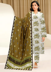 SHADES OF OLIVE GREEN 3pc Premium Doria linen suit with linen dupatta (Unstitched)