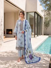 ICE BLUE WITH MULTI Premium Classic Lawn 3pc Suit with Light Weight Voile Dupatta (Unstitched)