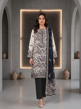 PARCHMENT WITH BLACK Premium Classic Lawn 3pc Suit with Luxury Voile Dupatta (Unstitched)