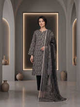 ROYAL BEIGE WITH BLACK Premium Classic Lawn 3pc Suit with Luxury Voile Dupatta (Unstitched)