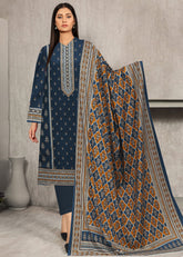 TEAL BLUE AND MUSTARD 3pc Premium linen suit with linen dupatta (Unstitched)