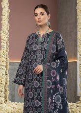BLACK WITH MULTI PRINT CAMBRIC LAWN SUIT WITH VOILE DUPATTA 3Pc (Unstitched)